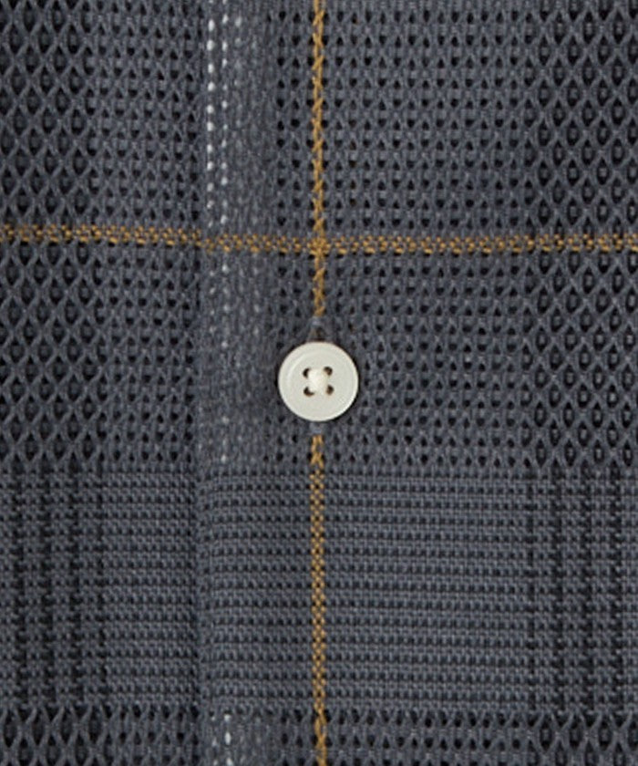 絡み織りチェックシャツ MD.GRAY