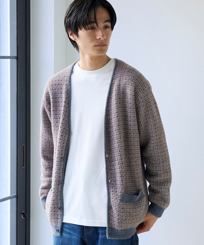 ショートフェザーニットカーディガン DK.GRAY
