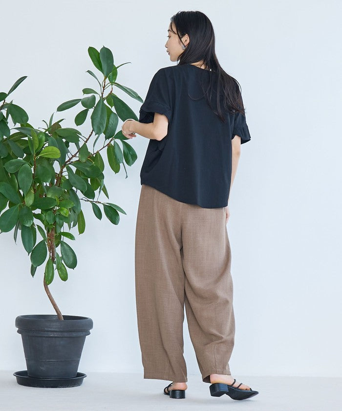 エマール検証済み【UVカット・接触冷感】WELLTECT USAコットン フリルスリーブプルオーバー BLACK