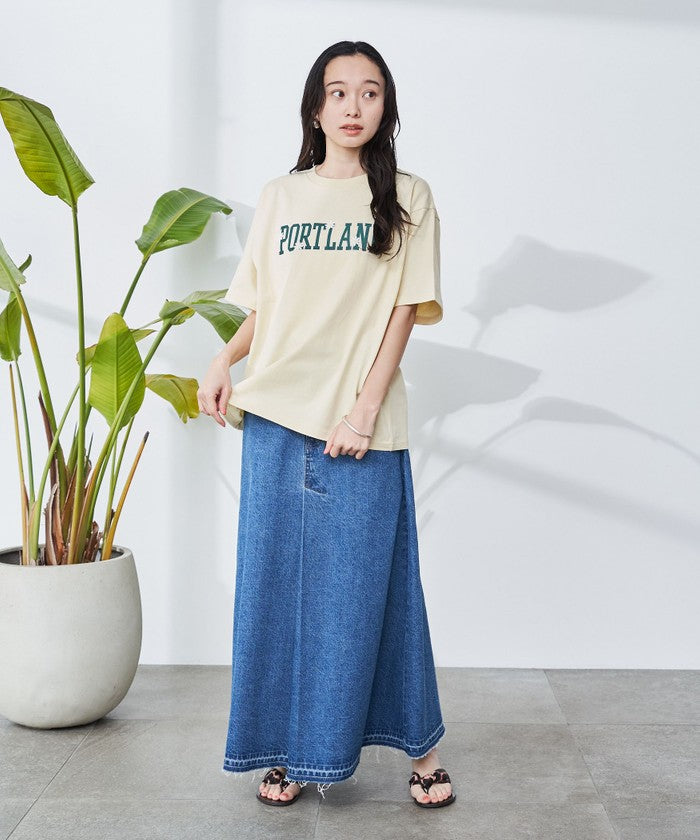 【接触冷感】カレッジロゴプリントTシャツ OFF WHITE