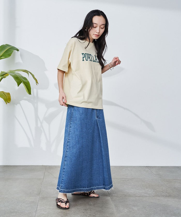 【接触冷感】カレッジロゴプリントTシャツ OFF WHITE