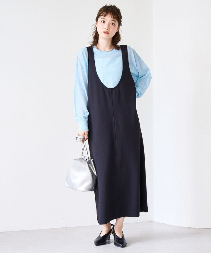 コーエン coen 【UVカット / 防シワ / ストレッチ】カットジョーゼットUネックジャンスカ (BEIGE) BEIGE