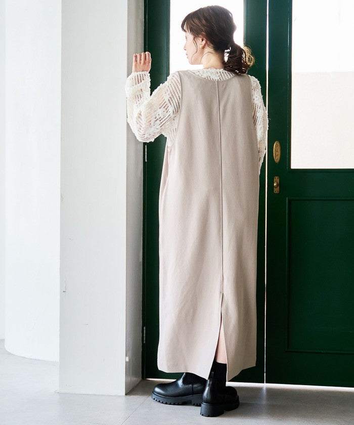 コーエン coen 【UVカット / 防シワ / ストレッチ】カットジョーゼットUネックジャンスカ (BEIGE) BEIGE