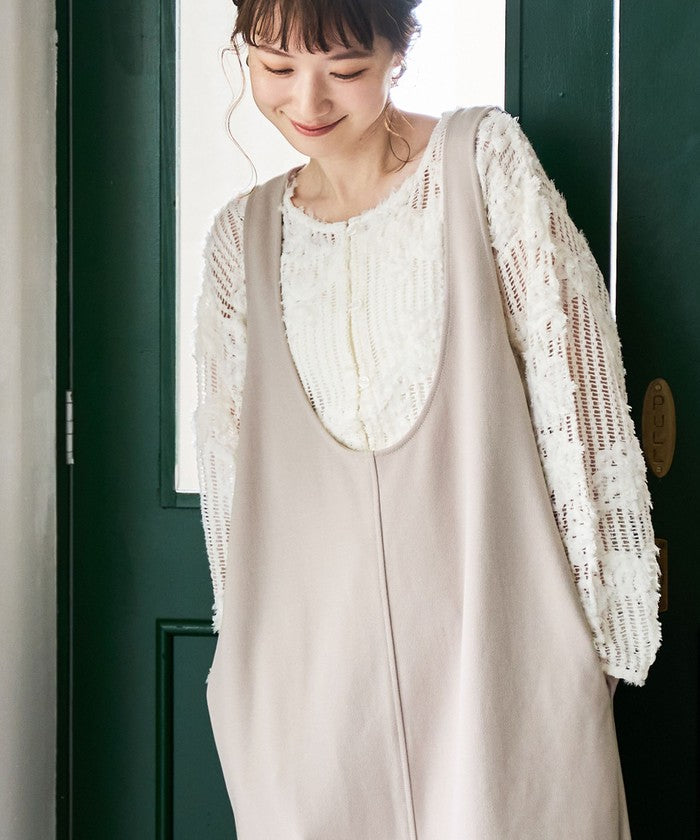 コーエン coen 【UVカット / 防シワ / ストレッチ】カットジョーゼットUネックジャンスカ (BEIGE) BEIGE