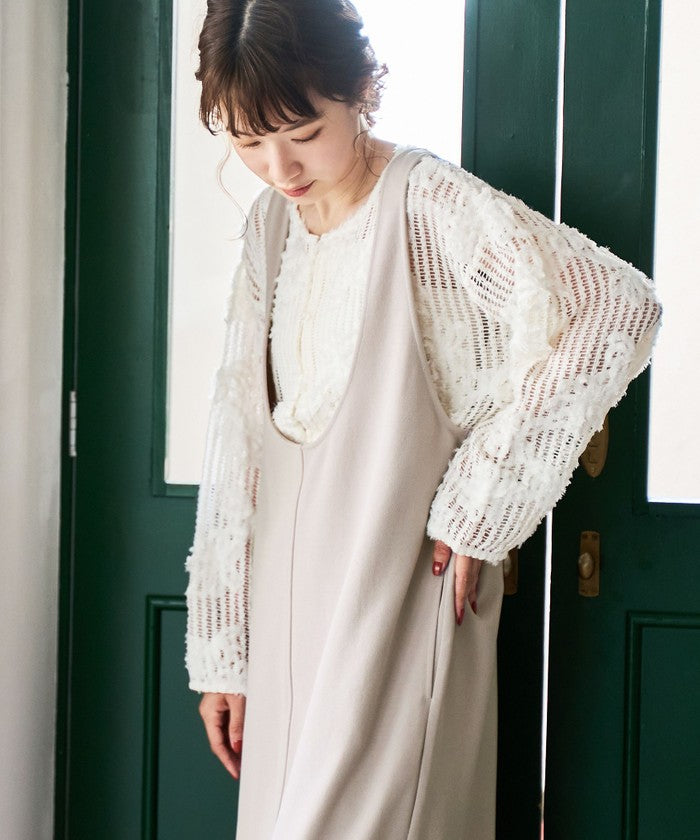 コーエン coen 【UVカット / 防シワ / ストレッチ】カットジョーゼットUネックジャンスカ (BEIGE) BEIGE