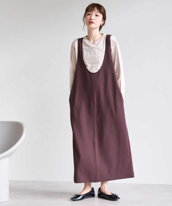 コーエン coen 【UVカット / 防シワ / ストレッチ】カットジョーゼットUネックジャンスカ (BEIGE) BEIGE