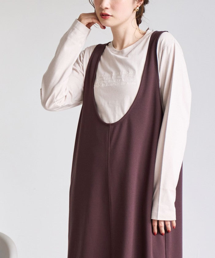 コーエン coen 【UVカット / 防シワ / ストレッチ】カットジョーゼットUネックジャンスカ (BEIGE) BEIGE