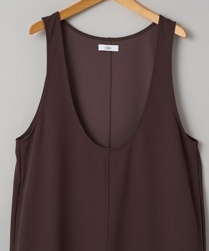 コーエン coen 【UVカット / 防シワ / ストレッチ】カットジョーゼットUネックジャンスカ (BEIGE) BEIGE