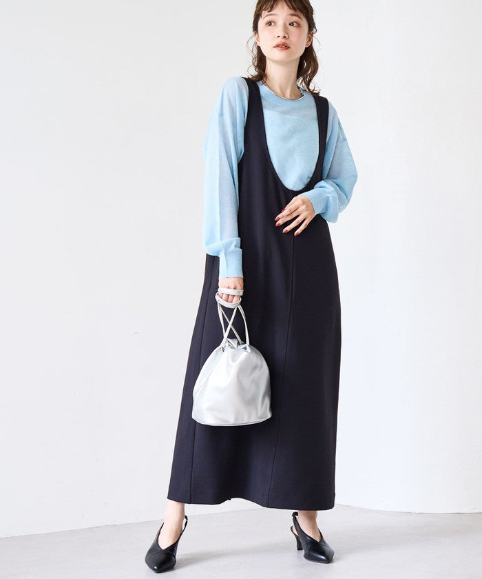 コーエン coen 【UVカット / 防シワ / ストレッチ】カットジョーゼットUネックジャンスカ (BLACK) BLACK