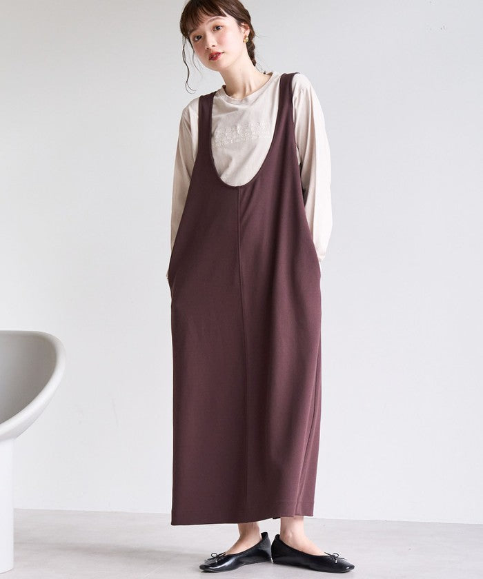 コーエン coen 【UVカット / 防シワ / ストレッチ】カットジョーゼットUネックジャンスカ (DK.BROWN) DK.BROWN