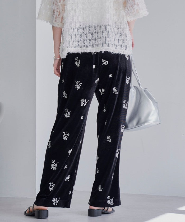 コーエン coen フラワーシシュウベロアイージーワイド (MD.BROWN) MD.BROWN