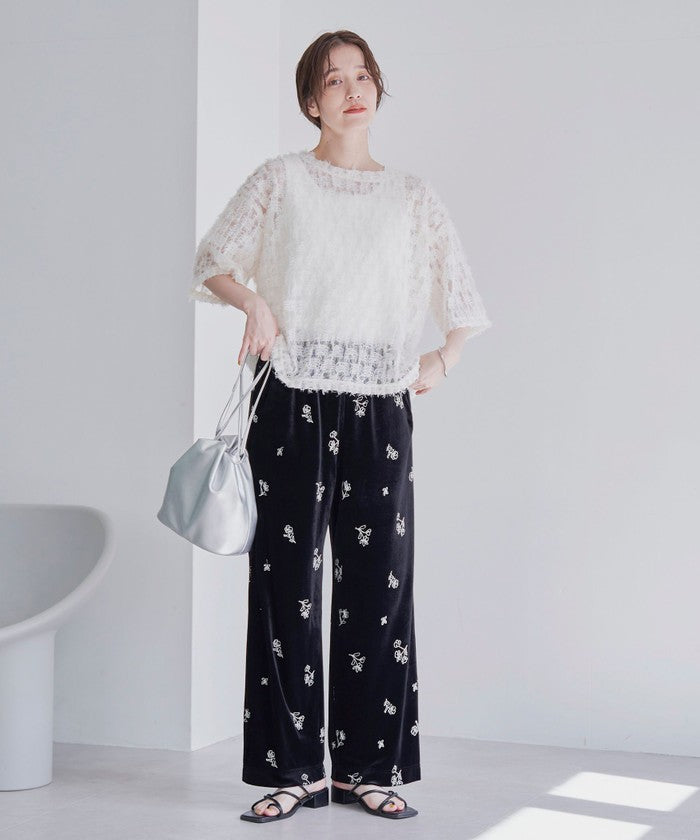 コーエン coen フラワーシシュウベロアイージーワイド (MD.BROWN) MD.BROWN