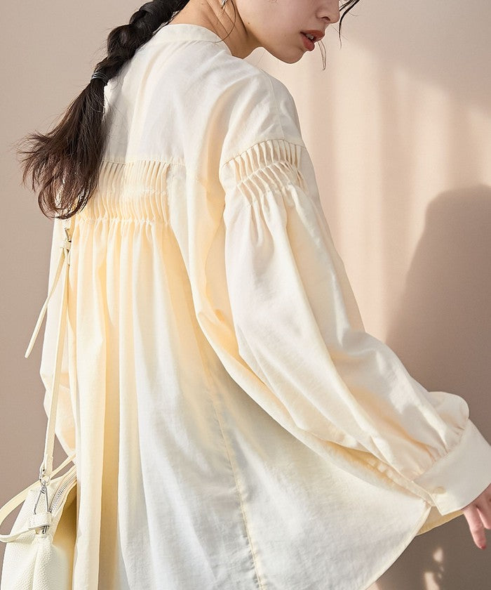 コーエン coen ピンタックバンドカラーブラウス (CREAM) CREAM