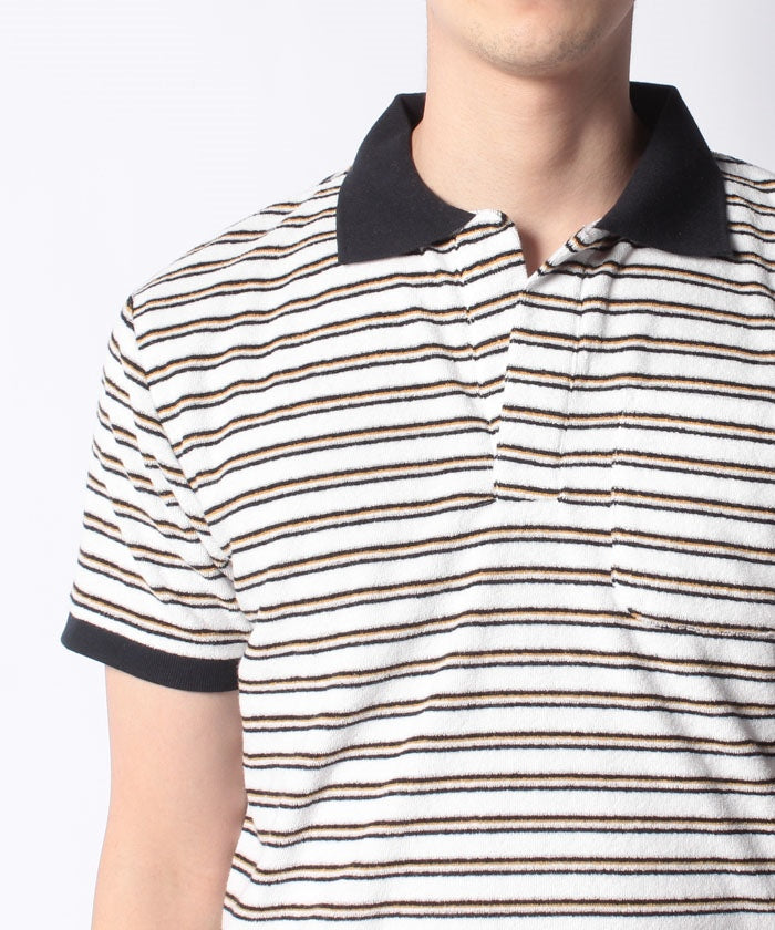 コムサメン COMME CA MEN 【セットアップ対応商品】コムサメン ミニパイルボーダースキッパー半袖リラクシングウェア