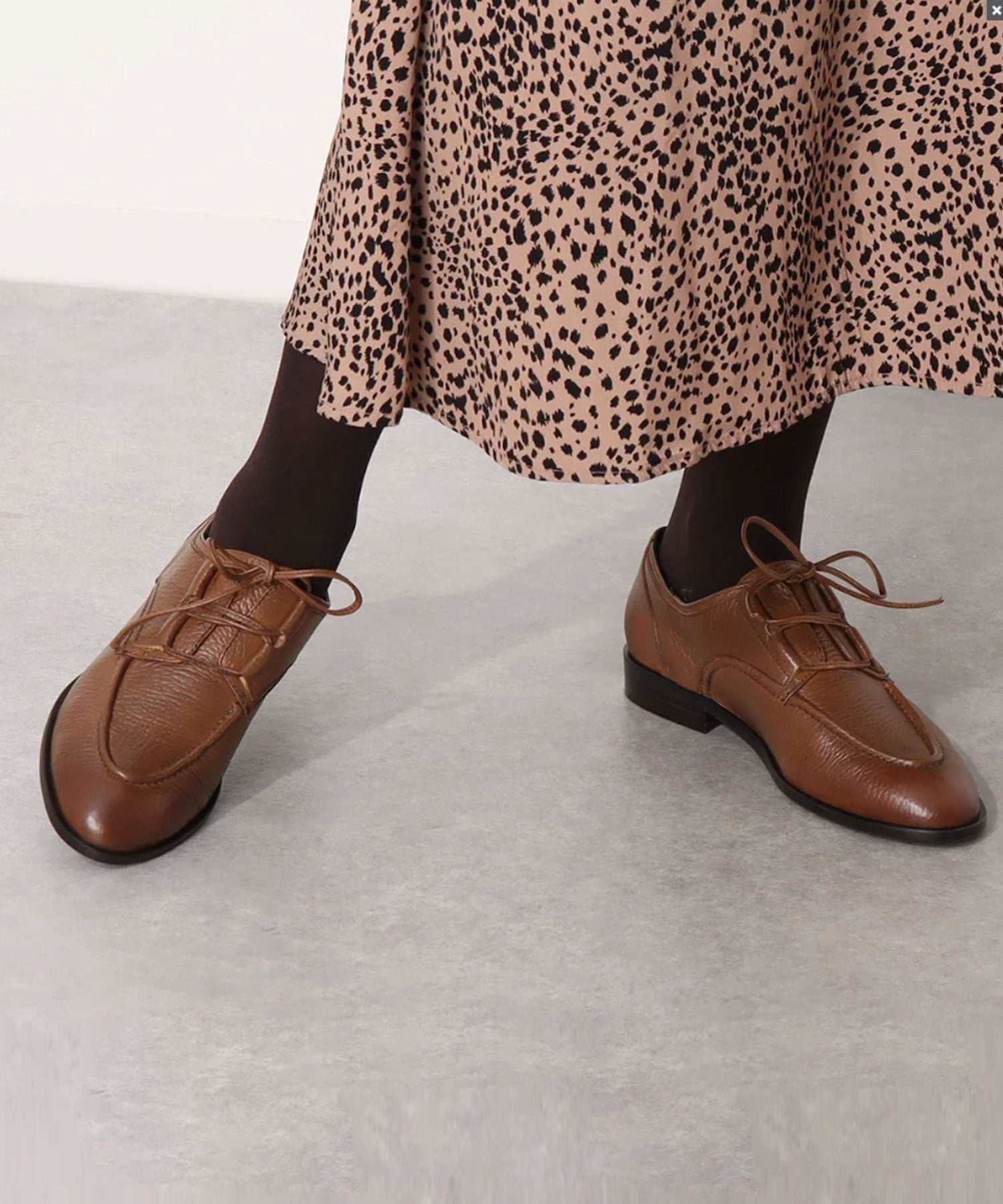 コカ COCA シボ革 マニッシュ レースアップ シューズ (ブラック) ブラック