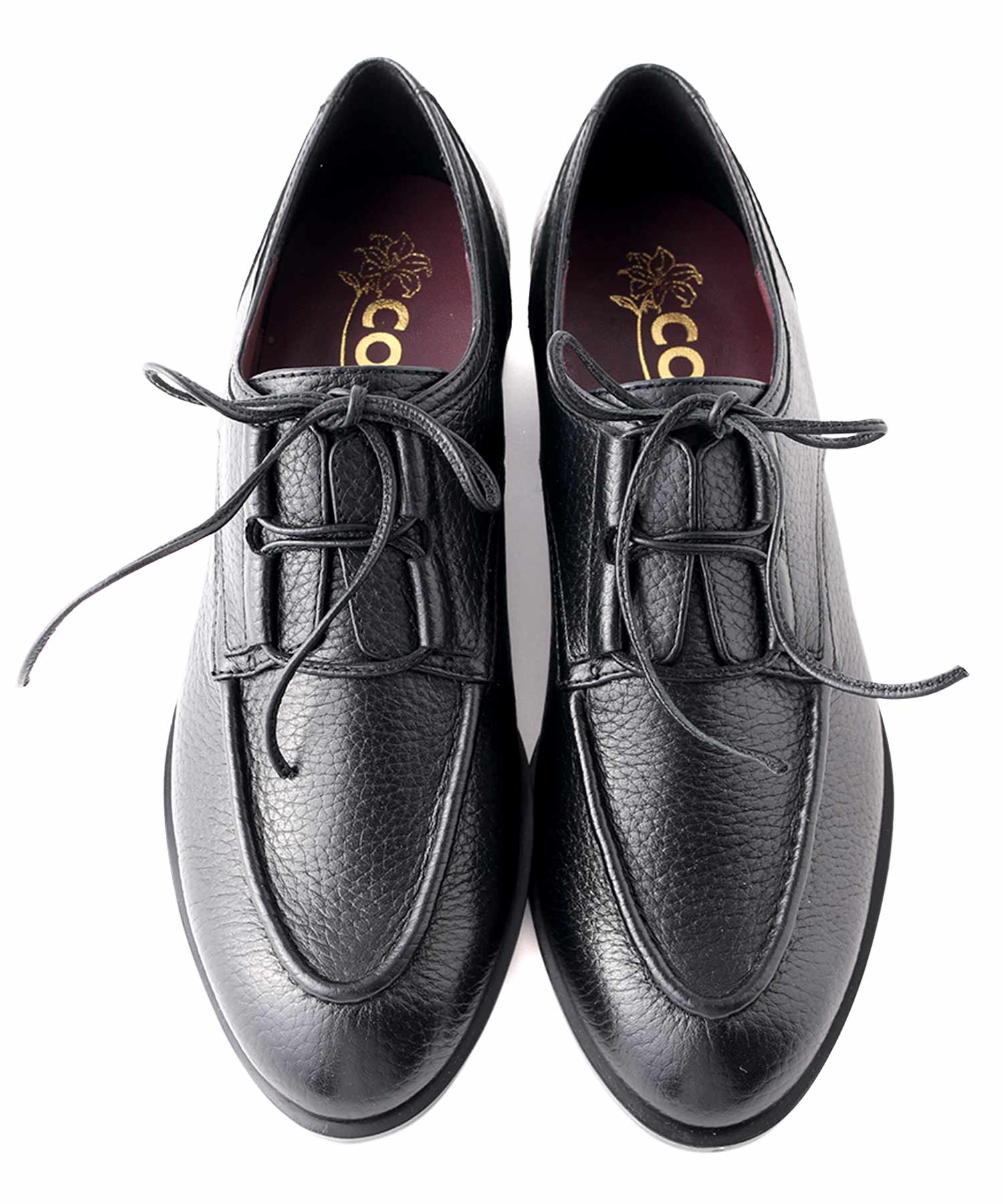 コカ COCA シボ革 マニッシュ レースアップ シューズ (ブラック) ブラック