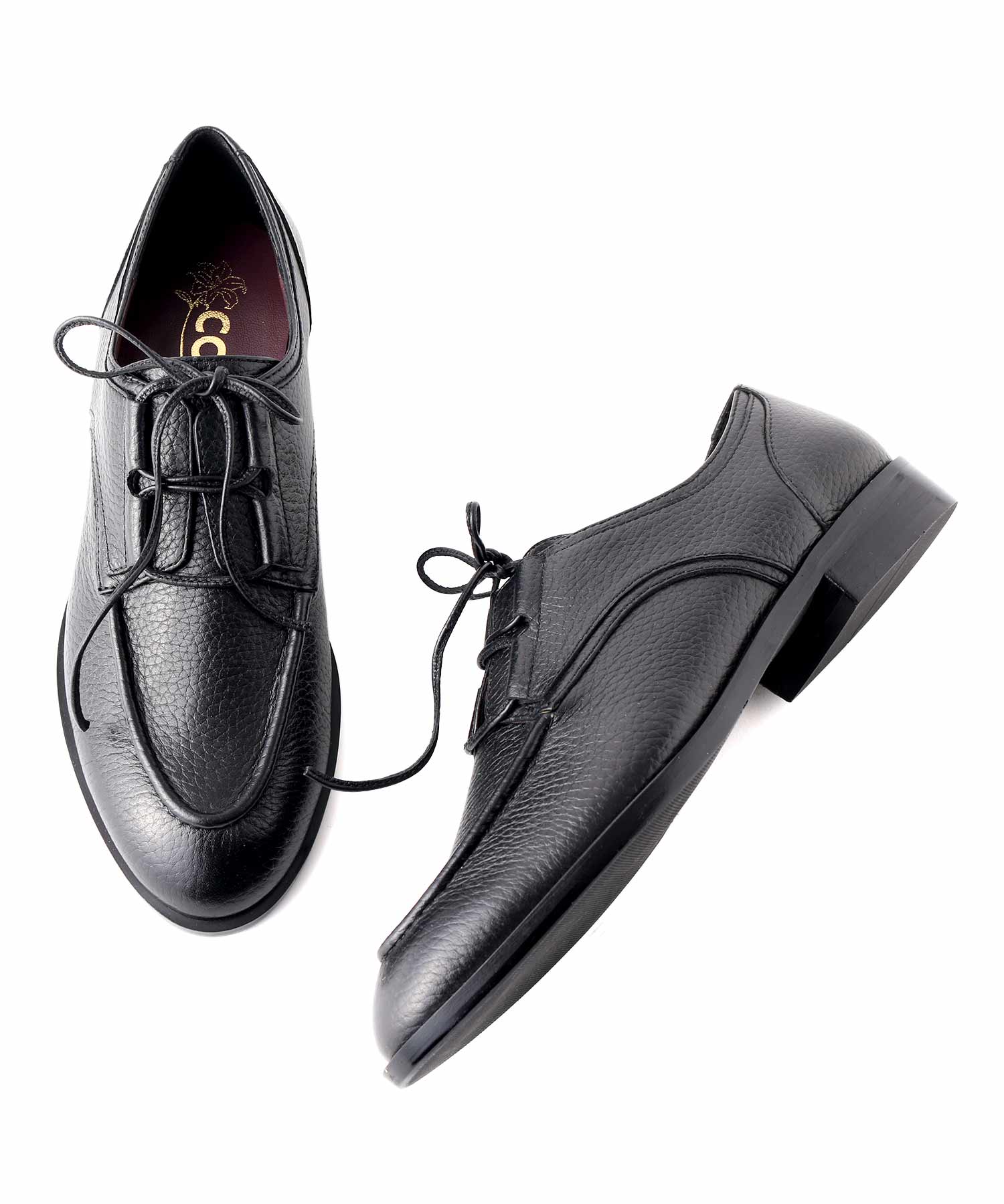 コカ COCA シボ革 マニッシュ レースアップ シューズ (ブラック) ブラック