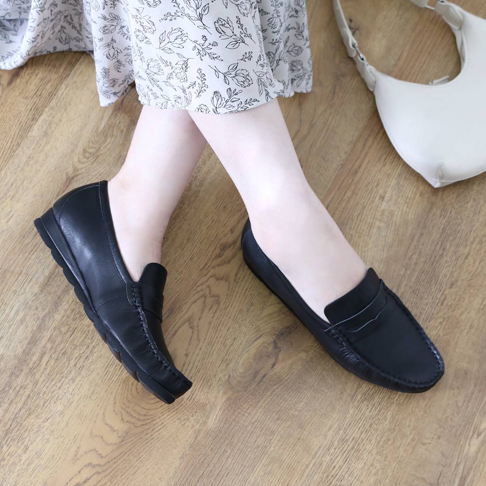 コカ COCA ウェーブソール スリッポン ソフト ローファー (ブラック) ブラック