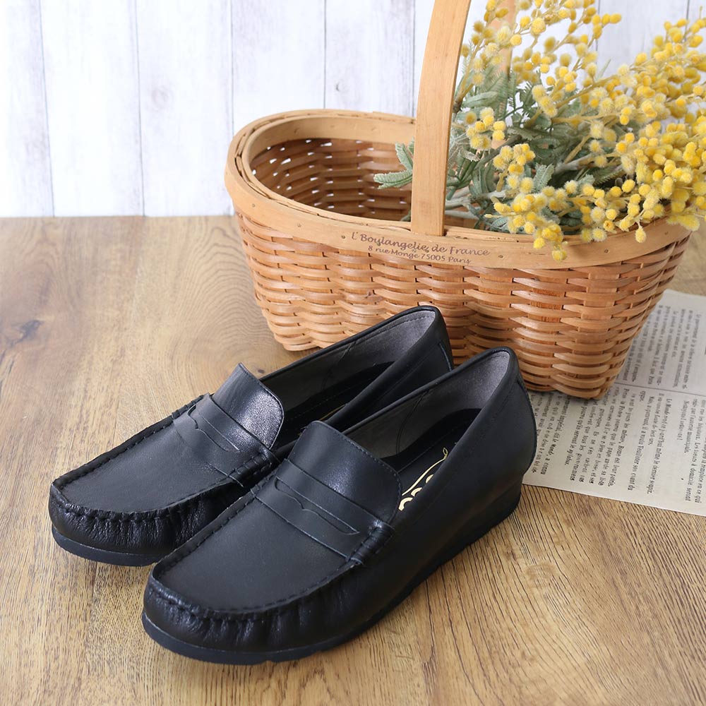 コカ COCA ウェーブソール スリッポン ソフト ローファー (ブラック) ブラック