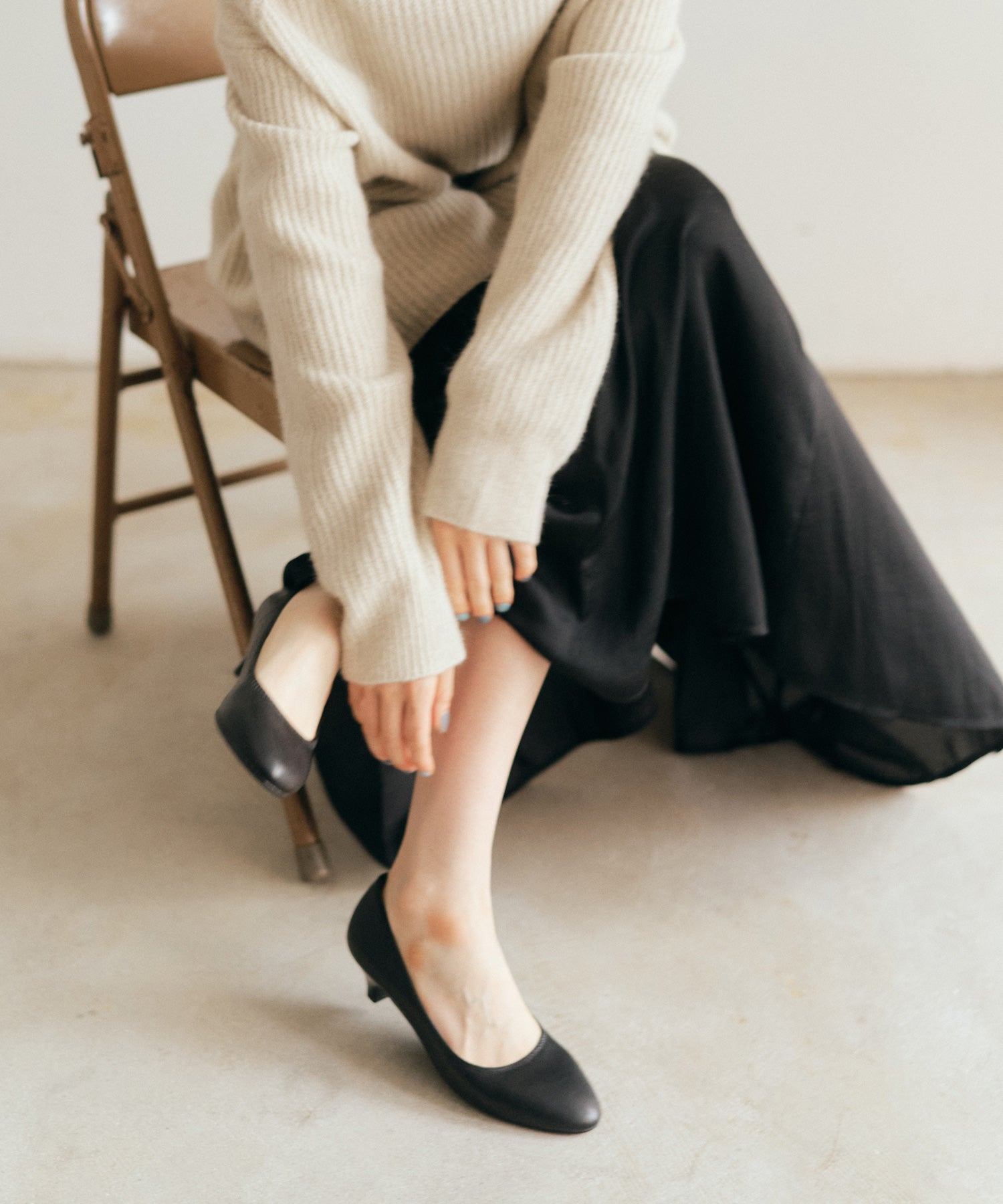 コカ COCA ベーシック美脚ストレッチパンプス (ブラック) ブラック