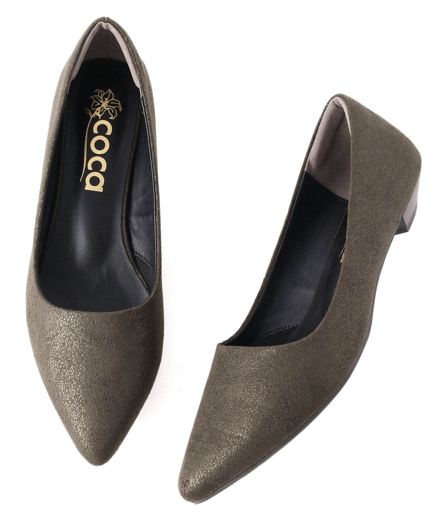 コカ COCA エレガンスポインテッドトゥパンプス (カーキ) カ-キ