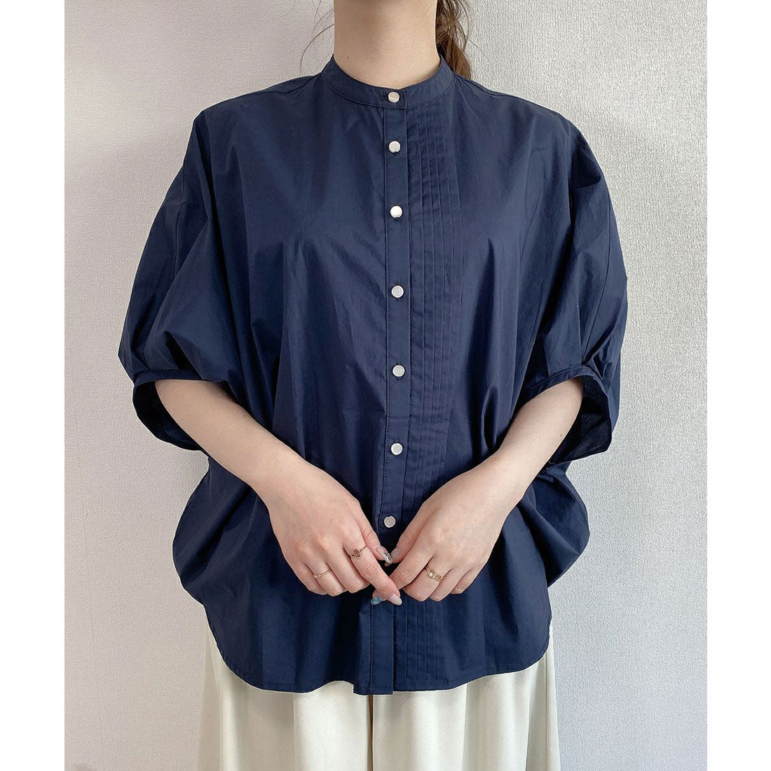 クープルクール COUPE LE COEUR ピンタック使いサークルシャツ【洗える】