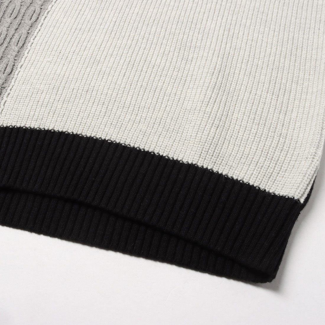 コムサイズム COMME CA ISM パッチワーク風 クルーネックニット (ネイビー) ネイビー