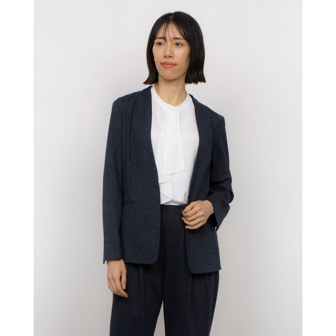 コムサイズム COMME CA ISM 【セットアップ対応】 メランジジャージ ノーカラージャケット