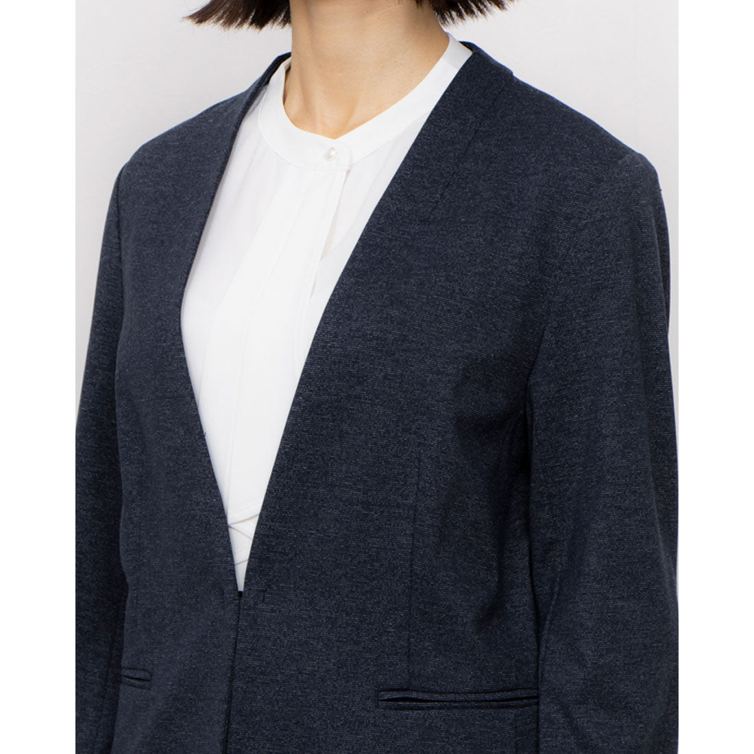 コムサイズム COMME CA ISM 【セットアップ対応】 メランジジャージ ノーカラージャケット