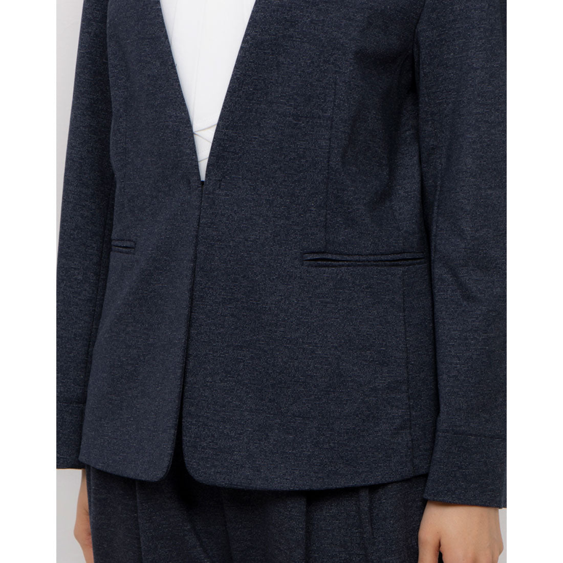 COMME CA ISM COMME CA ISM 【Set Up Compatible】 Melange Jersey No-Collar Jacket