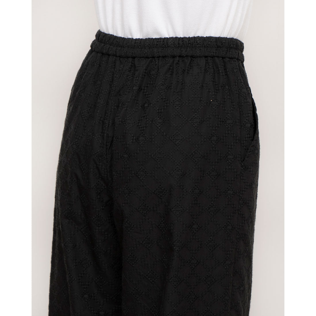 コムサイズム COMME CA ISM エンブロイダリーレース ワイドパンツ (ブラック) ブラック