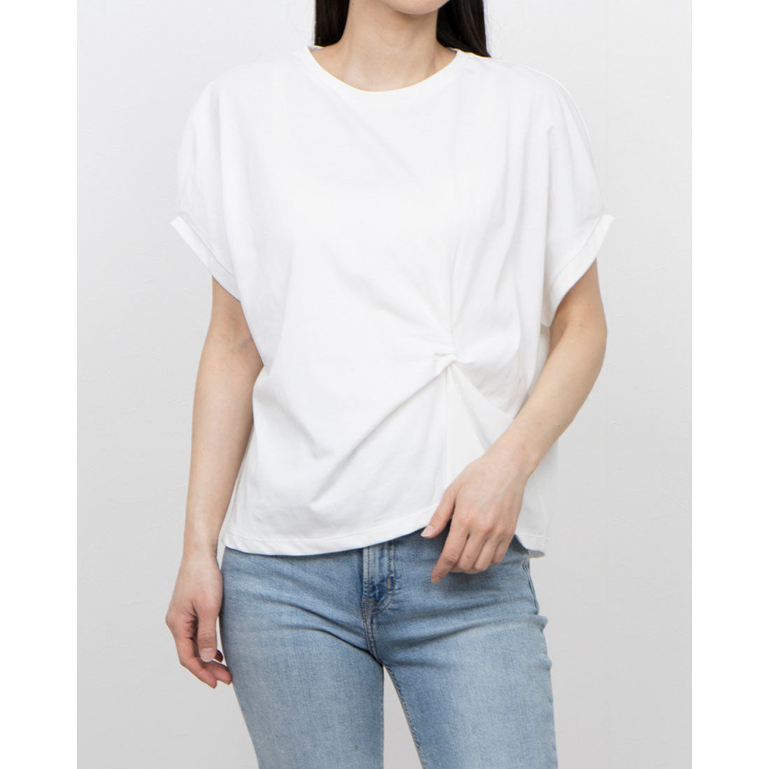 コムサイズム COMME CA ISM 【接触冷感】ツイストタックTシャツ (ブルー) ブルー