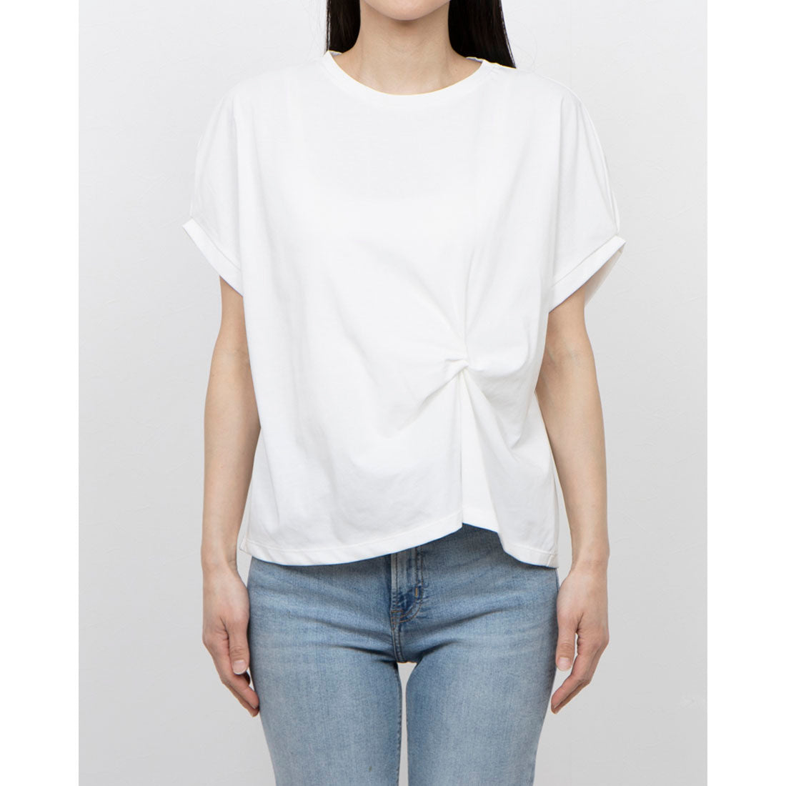 コムサイズム COMME CA ISM 【接触冷感】ツイストタックTシャツ (ブルー) ブルー