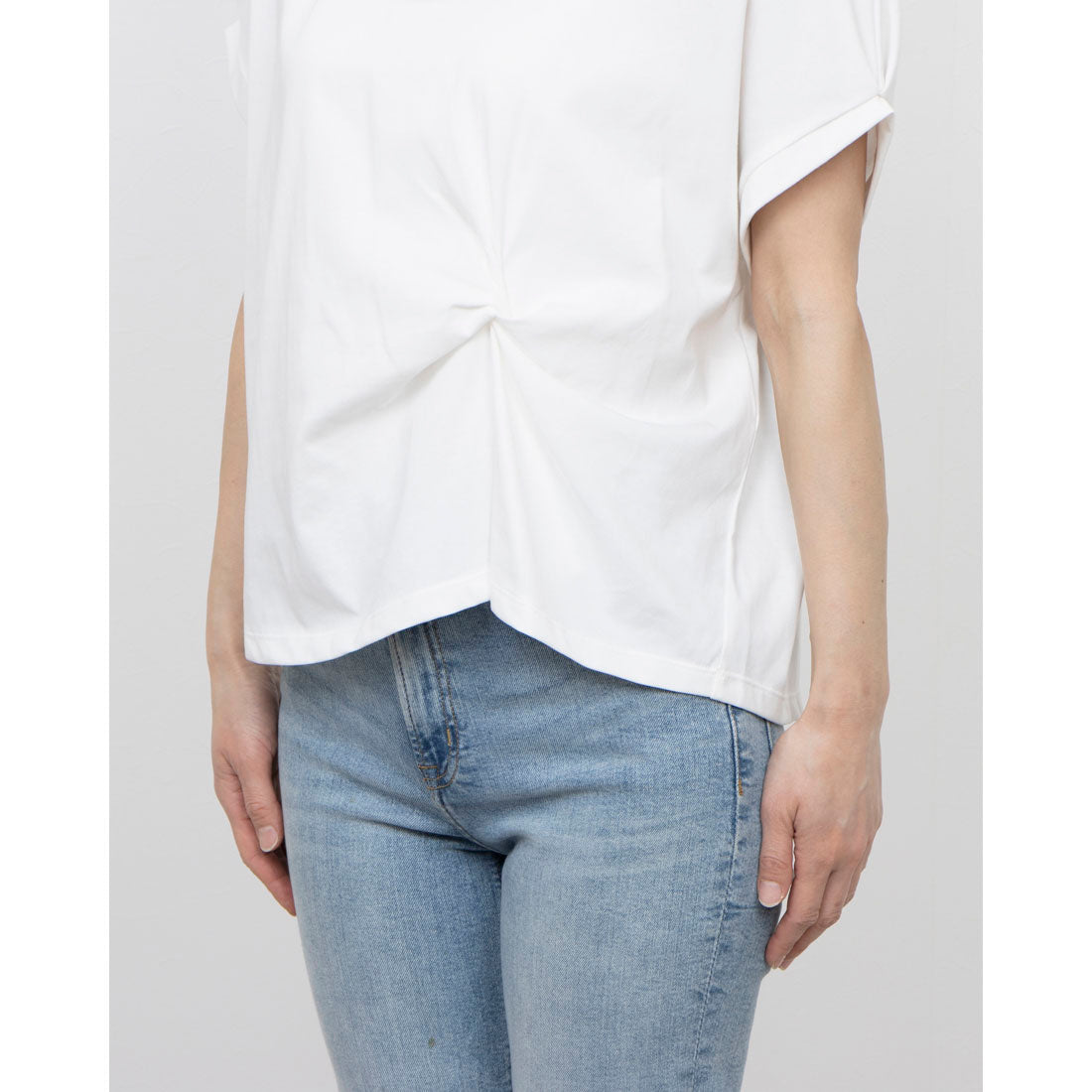 コムサイズム COMME CA ISM 【接触冷感】ツイストタックTシャツ (ブルー) ブルー