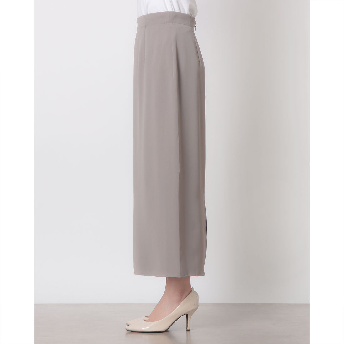 コムサイズム COMME CA ISM ポリエステルツイル ナロースカート (グレージュ) グレージュ