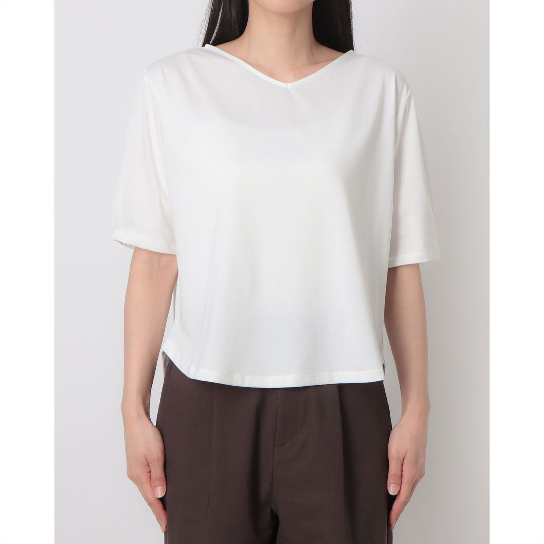 コムサイズム COMME CA ISM 【接触冷感】スリーブデザイン カットソー (ホワイト) ホワイト