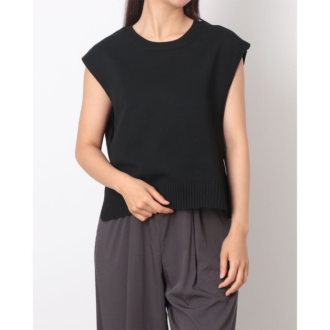 コムサイズム COMME CA ISM ニットベスト (ブラック) ブラック