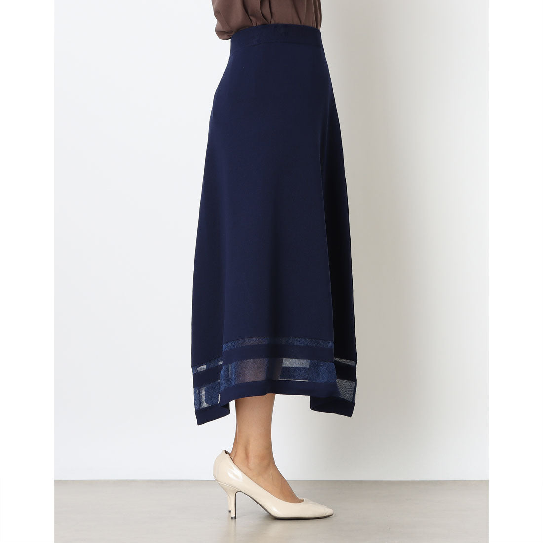 コムサイズム COMME CA ISM シアー切り替えスカート / セットアップ対応 (ネイビー) ネイビー