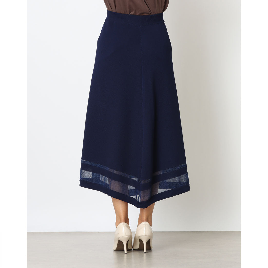 コムサイズム COMME CA ISM シアー切り替えスカート / セットアップ対応 (ネイビー) ネイビー