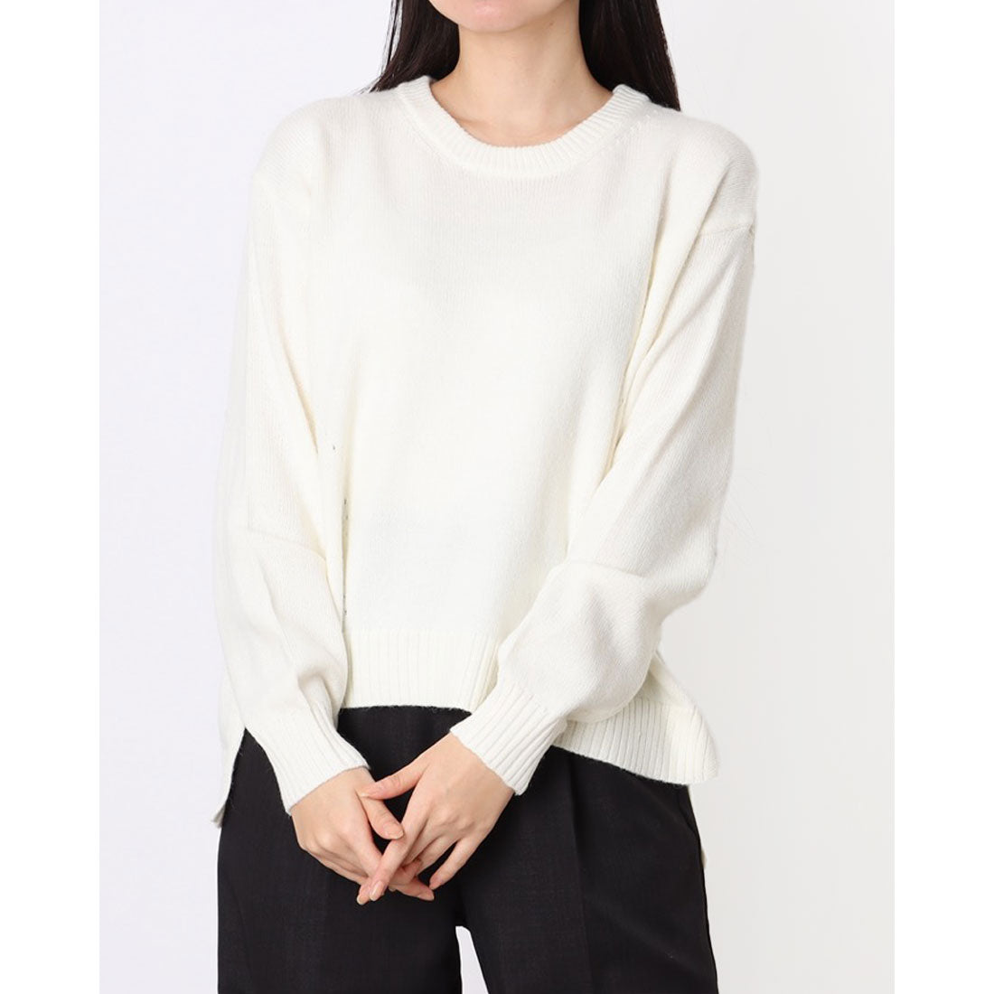 コムサイズム COMME CA ISM 【ウォッシャブル】日本の色 クルーネックニット (ホワイト) ホワイト