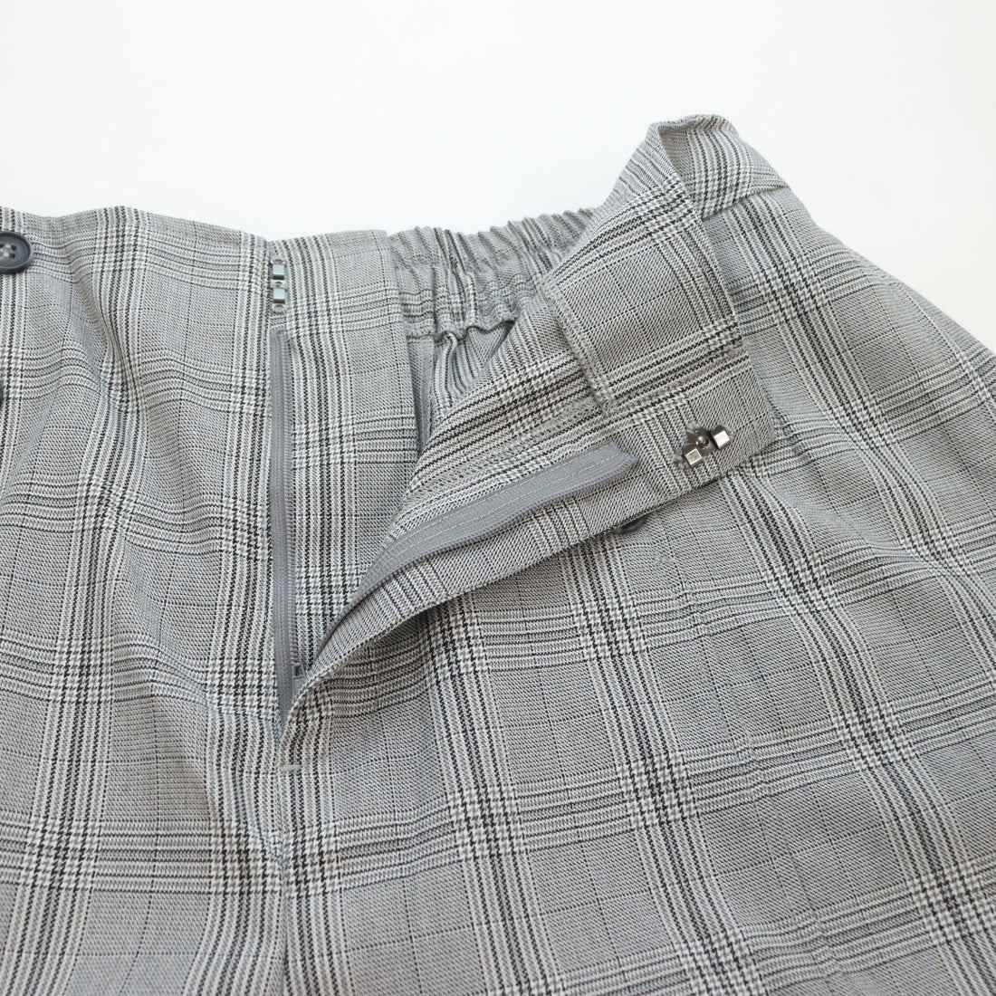 コムサイズム COMME CA ISM ポリエステルレーヨングレンチェック ワイドパンツ / セットアップ対応 (グレー グレンチェック) グレー グレンチェック