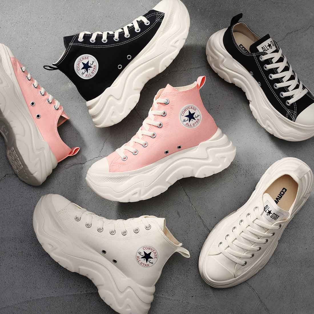 コンバース CONVERSE レディース スニーカー オールスター シティハイク HI OX ハイカット ローカット 厚底 軽量 レトロ (アプリコットピンク(HI)) アプリコットピンク(HI)