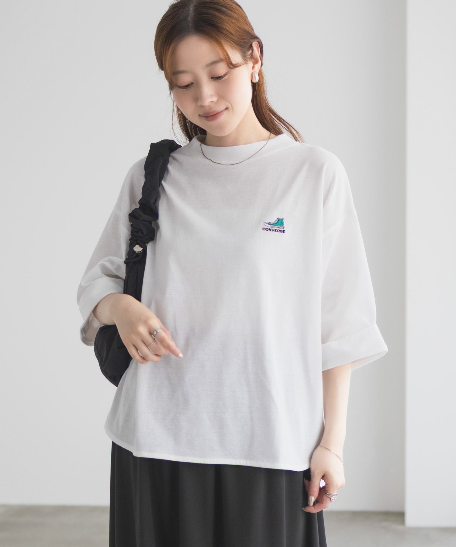 コンバース CONVERSE 袖ロールアップTシャツ (ホワイト) ホワイト