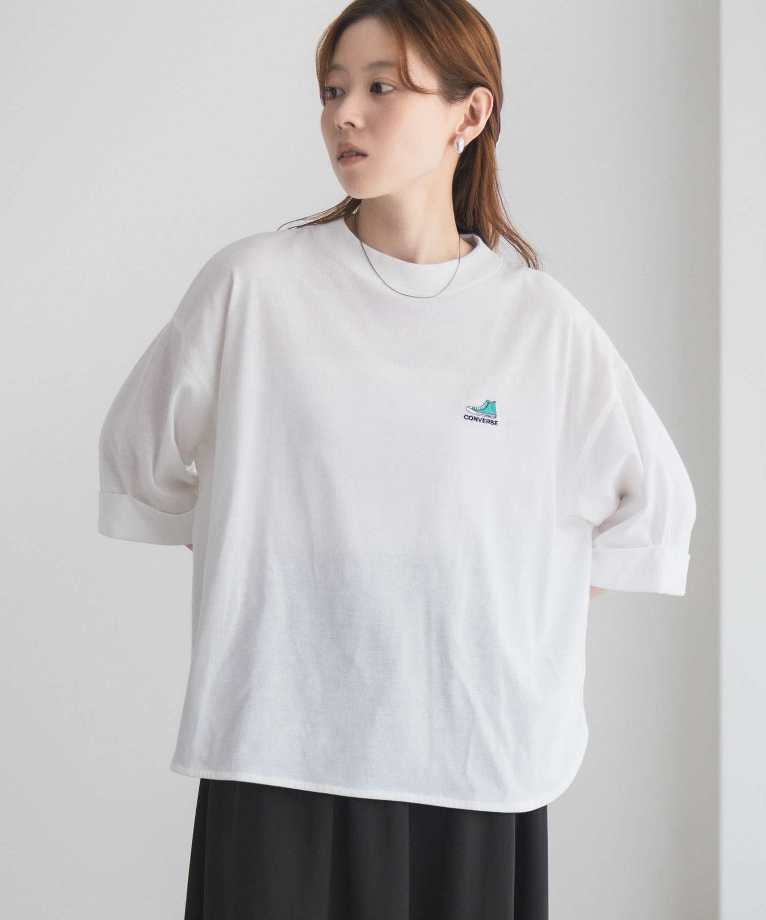 コンバース CONVERSE 袖ロールアップTシャツ (ホワイト) ホワイト