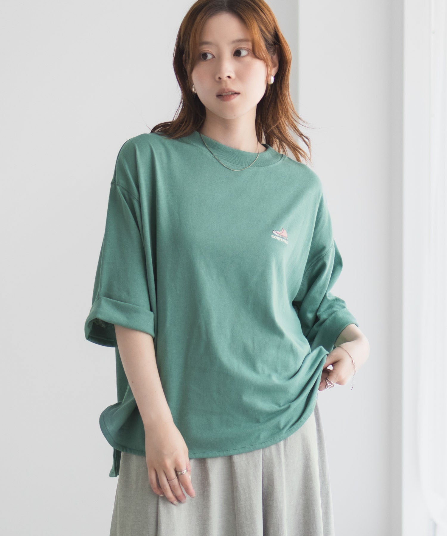 コンバース CONVERSE 袖ロールアップTシャツ (ホワイト) ホワイト