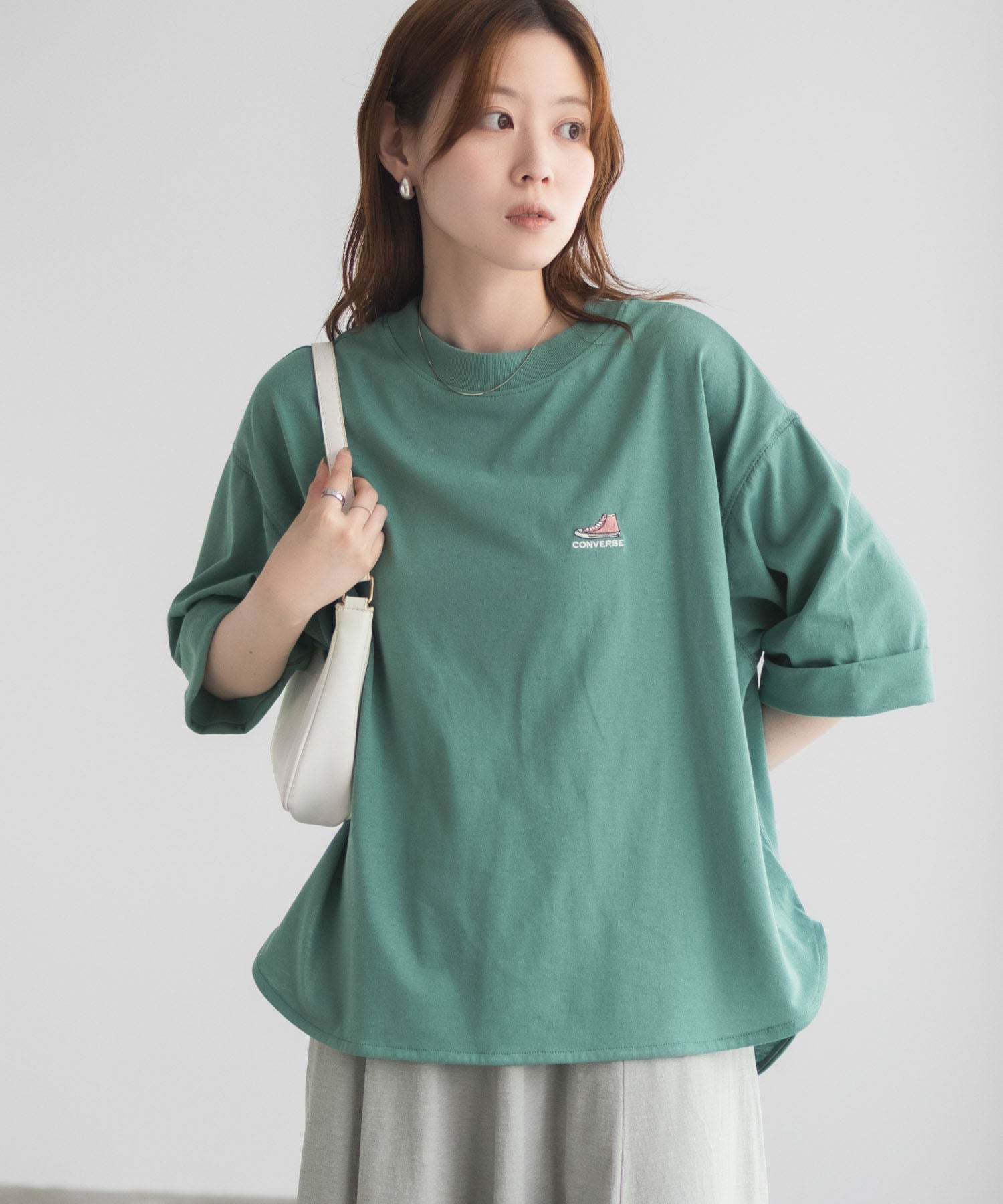 コンバース CONVERSE 袖ロールアップTシャツ (ホワイト) ホワイト