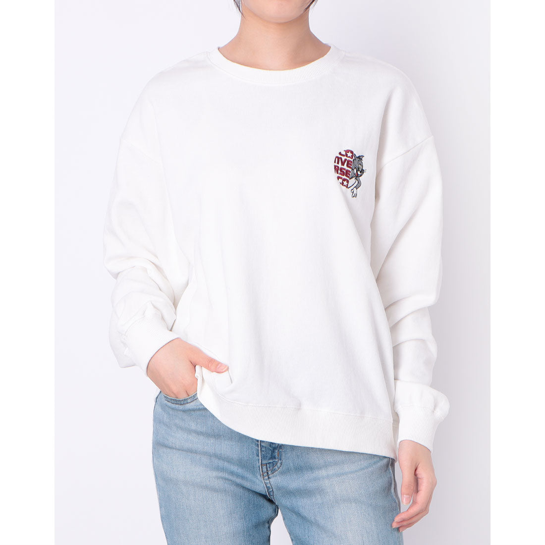 コンバース CONVERSE TOM and JERRY コラボ スウェット CONVERSE (オフホワイトB) オフホワイトB