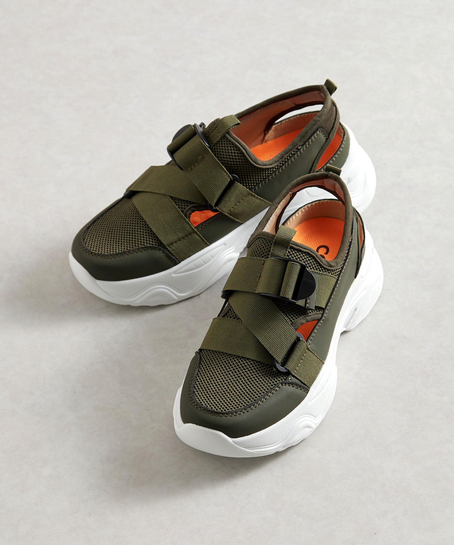 コカ COCA 厚底ソール アウトドア メッシュスポーツサンダル (カーキ) カーキ