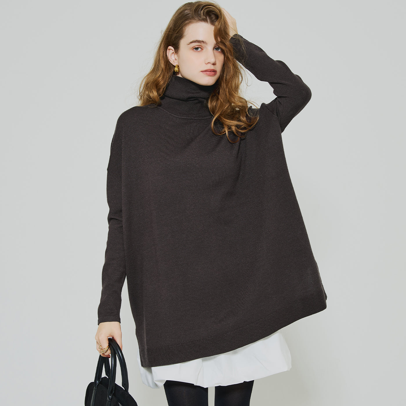 コカ coca タートルニットチュニック (Dk.brown) Dk.brown