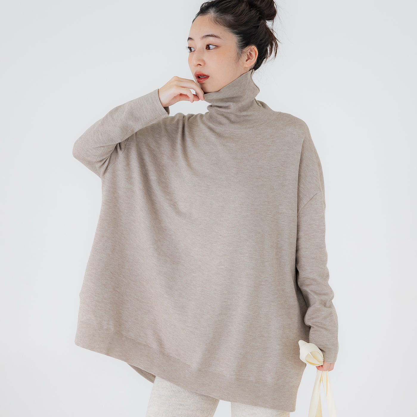 コカ coca タートルニットチュニック (Beige) Beige